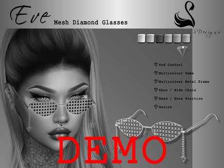 Second Life Marketplace - ~DEMO~SDesign's Mesh Diamond Glasses
